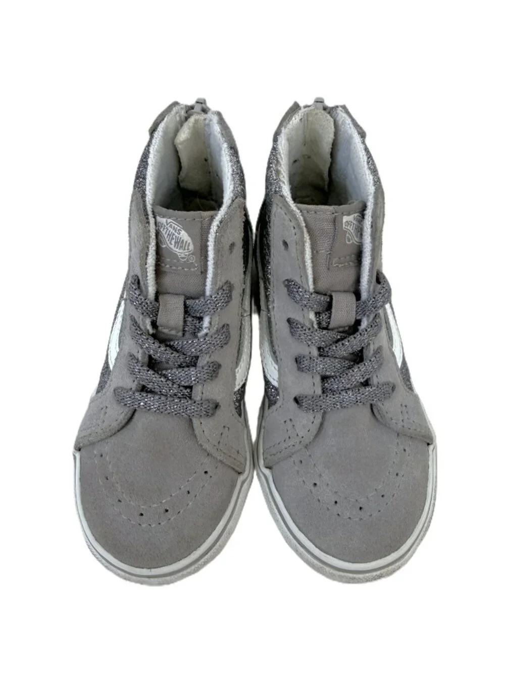 Vans Toddler Sk8-Hi Zip Gray Suede Glitter Sneakers Size 8